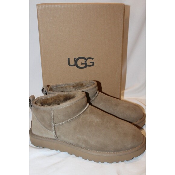 UGG WOMEN'S ULTRA MINI SUEDE SHEARLING LINED BOOTS ALP TAN SZ 9 NIB - Picture 2 of 6